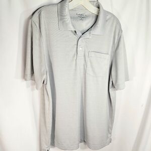 Croft & Barrow Performance Cool & Dry Grey Striped Pocket Golf Shirt Size Large